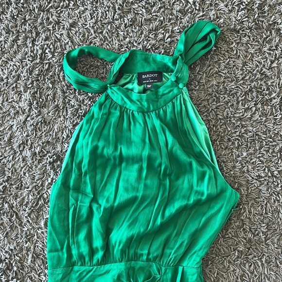 Bardot Etta Tie Neck in Fern Green Sleeveless Mini Dress Size 4 - Picture 5 of 16